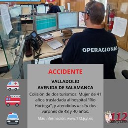 Gráfico elaborado por el 112 con datos del accidente ocurrido esta noche en Valladolid