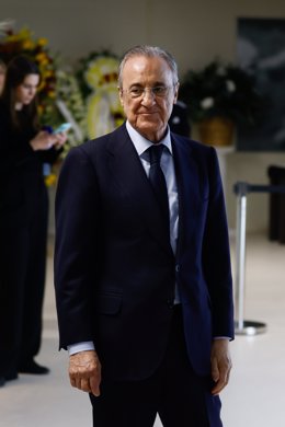 Archivo - Florentino Perez attend the funeral chapel of Amancio Amaro, ex football player of Real Madrid, at Santiago Bernabeu stadium on February 21, 2023, in Madrid, Spain.