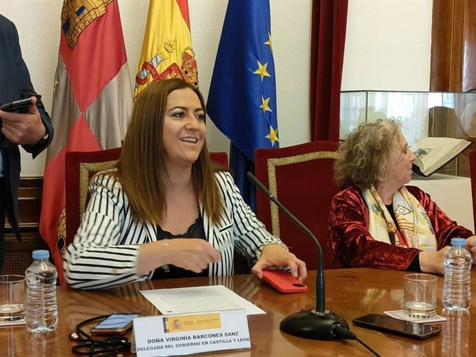 La delegada del Gobierno en Castilla y León, Virginia Barcones, en rueda de prensa en Salamanca