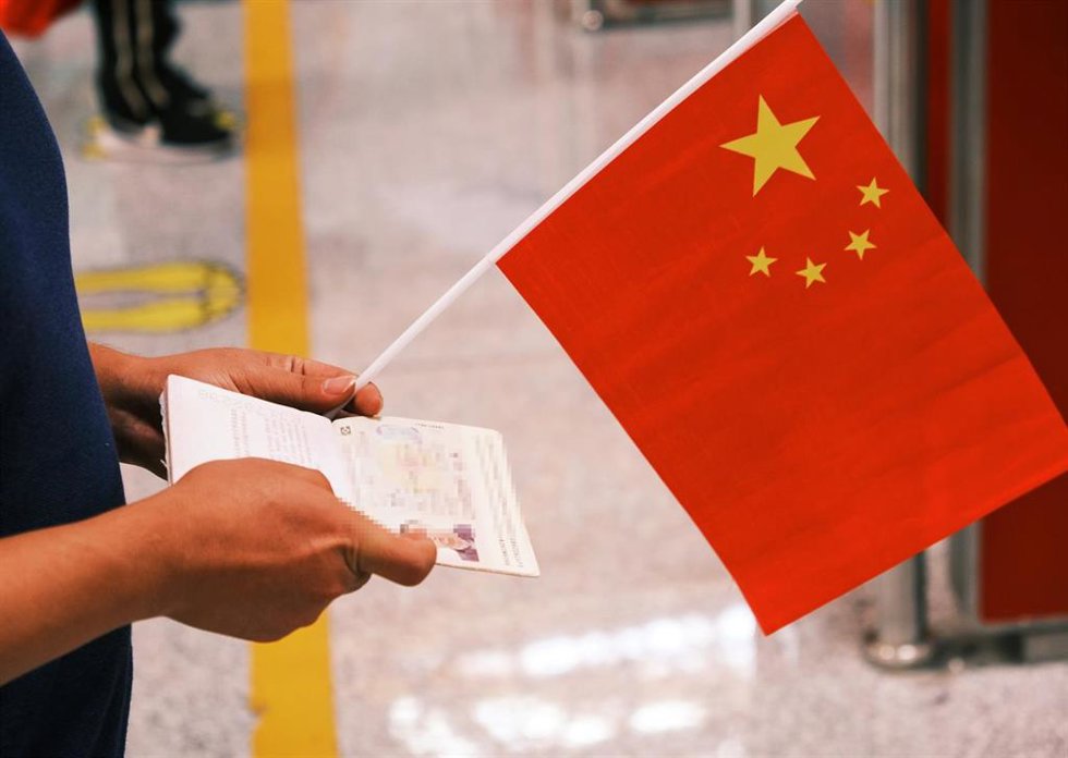 Imagen de archivo de la bandera de China.