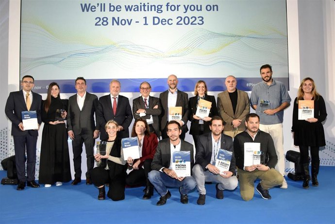 Archivo - Foto de grupo de los ganadores de los Premios Piscina & Wellness 2021; Premios Wellness Experience y Concurso Internacional de Arquitectura para estudiantes, los tres certámenes que convoca el salón Piscina & Wellness Barcelona