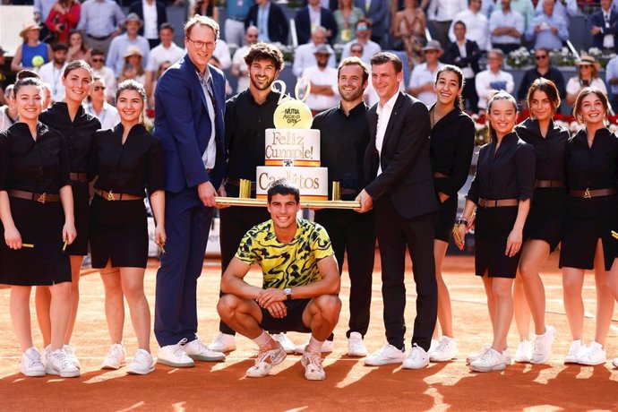 Carlos Alcaraz celebra su cumpleaños en el Mutua Madrid Open