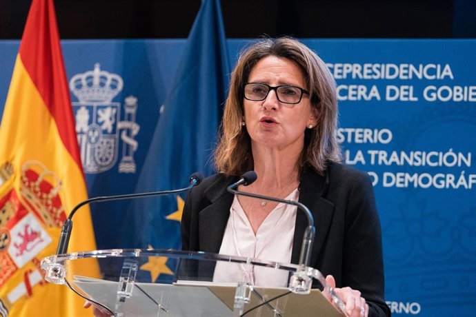La vicepresidenta tercera y ministra para la Transición Ecológica y Reto Demográfico, Teresa Ribera, durante una rueda de prensa en una foto de archivo.