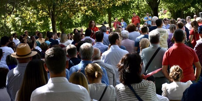 La ministra y vicesecretaria del PSOE, María Jesús Montero, en un acto público en el Parque del Ebro