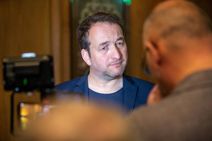 April 24, 2023, London, England, United Kingdom: GRAHAM SMITH, head of Republican Movement in the UK , is seen during a briefing with foreign press where he revealed group's protest plans for the coronation of King Charles III.