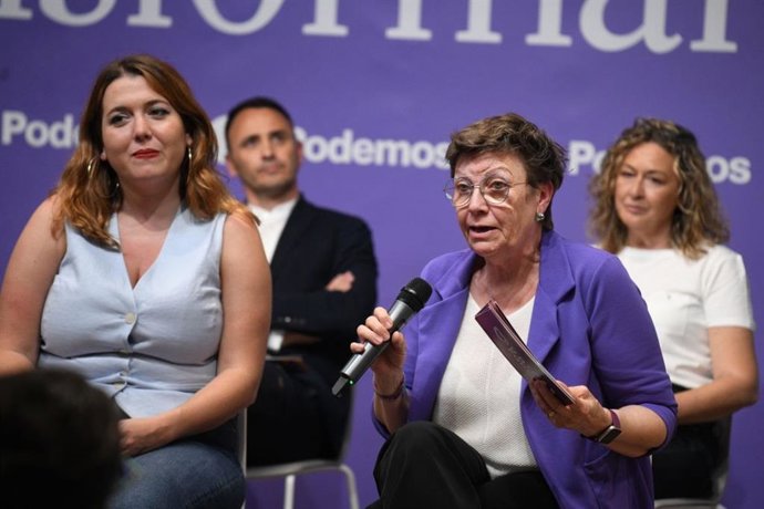 La coordinadora de Podemos Baleares y candidata de Unidas Podemos a la presidencia del Govern, Antnia Jover, durante su intervención en Madrid
