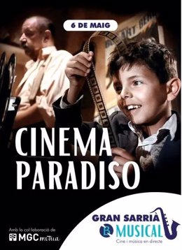 Archivo - Cartel de la proyección de Cinema Paradiso este sábado en el cine Gran Sarri de Barcelona