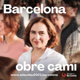 Cartell de la candidatura de l'alcaldessa Ada Colau i candidata a la reelecció per a les municipals a Barcelona