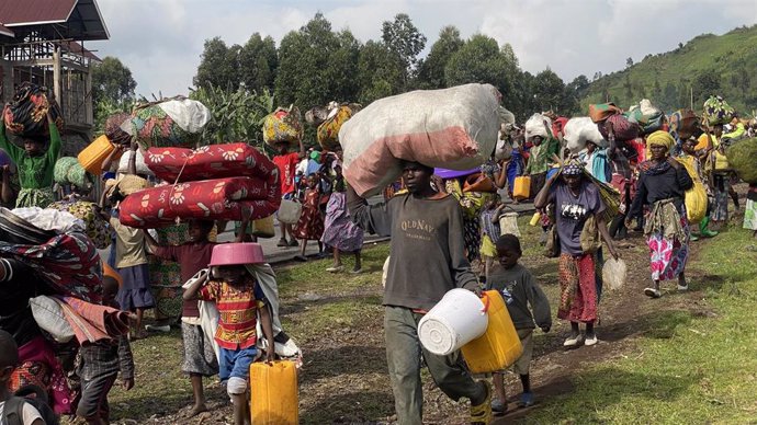 Archivo - Población desplazada en Goma, Kivu Sur, República Democrática del Congo