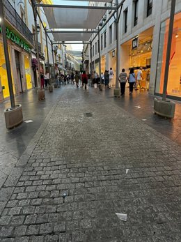 Suciedad denunciada por la candidatura de José Luis Sanz en el centro de Sevilla.