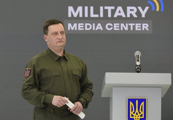 May 4, 2023, Kyiv, Ukraine: Representative of the Coordination Headquarters for the Treatment of Prisoners of War Andrii Yusov attends the briefing, The Presentation of the First Sociological Study of the Russian Prisoners of War, at the Military Media Ce
