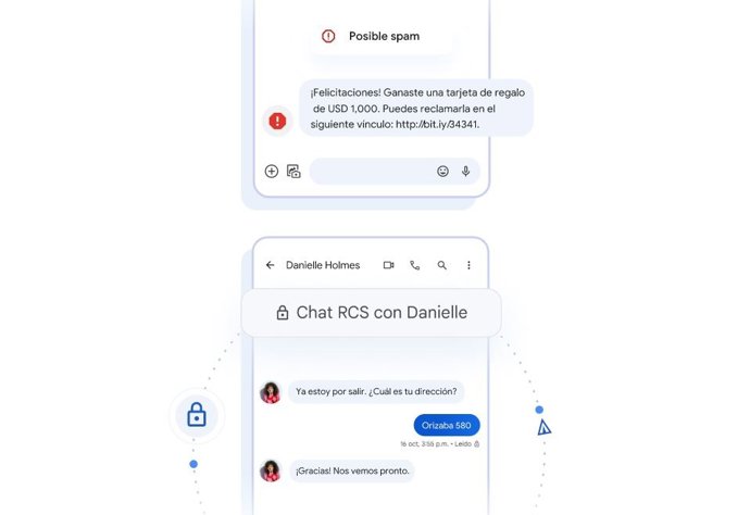 Interfaz de Google Mensajes