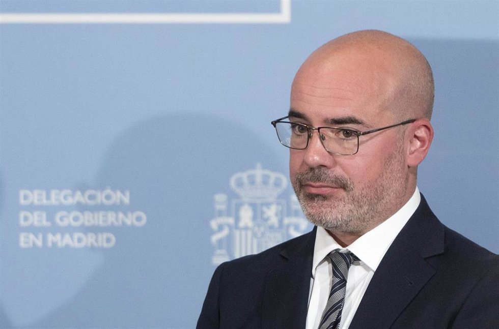 El delegado del Gobierno en la Comunidad de Madrid, Francisco Martín durante una rueda de prensa en la sede de la Delegación del Gobierno en Madrid, a 3 de mayo de 2023, en Madrid (España). Durante la rueda de prensa, se han ofrecido detalles sobre una