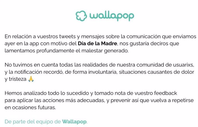 Comunicado de Wallapop