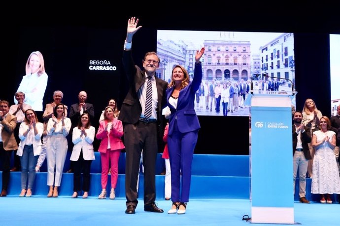 Mariano Rajoy con la candidata del PP a la Alcaldía de Castelló, Begoña Carrasco