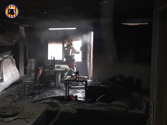 Imagen de la vivienda afectada por el fuego en Ontinyent