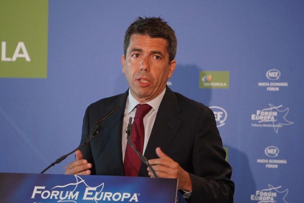 Carlos Mazón en un desayuno de Nueva Economía Fórum Europa
