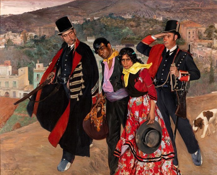 Archivo - Carlos Vázquez Úbeda (1869-1944), Mozos de escuadra (Policía catalana deteniendo a una pareja gitana), 1906. Óleo sobre lienzo, 198,1 x 238,8 cm. Museo Meadows, SMU, Dallas.