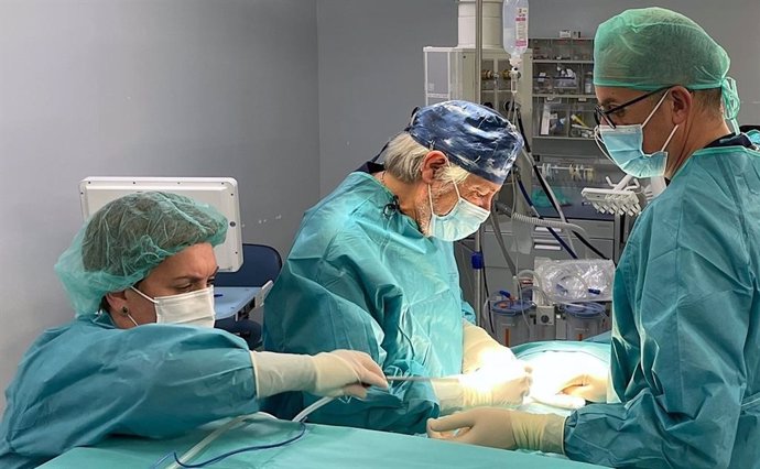 El jefe de servicio de Neurocirugía del Hospital Universitario La Luz de Madrid, Francisco Villarejo, en quirófano.