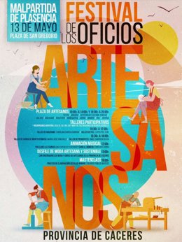 Cartel del Festival de los Oficios Artesanos que llega este sábado a Malpartida de Plasencia