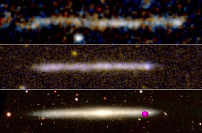 Comparación entre una traza de estrellas y la galaxia de canto IC5249