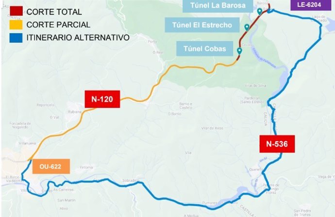 Previsión de cortes de tráfico con motivo del simulacro que Mitrma realizará en el túnel de La Barosa.
