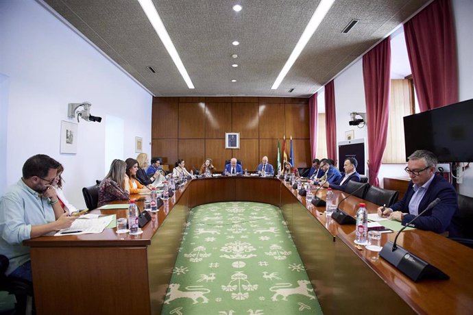 Imagen de este miércoles de la reunión de la Junta de Portavoces del Parlamento de Andalucía.