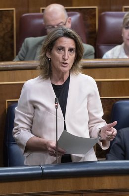 Archivo - La vicepresidenta tercera y ministra para la Transición Ecológica y el Reto Demográfico, Teresa Ribera, interviene en una sesión plenaria, en el Congreso de los Diputados, a 18 de mayo de 2022, en Madrid (España). El Ejecutivo central se enfre