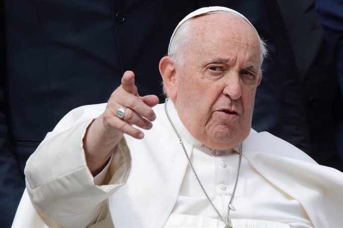03 May 2023, Vatican, Vatican City: Pope Francis attends Wednesday general audience at St. Peter's square in The Vatican. Photo: Evandro Inetti/ZUMA Press Wire/dpa