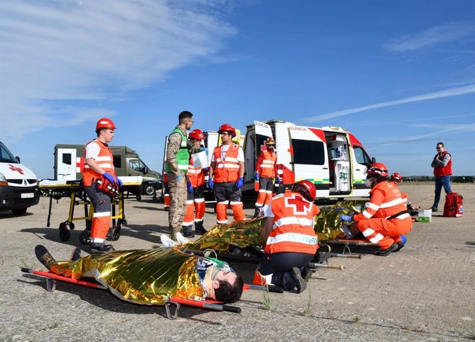 Simulacro en la base aérea de Matacán (Salamanca).