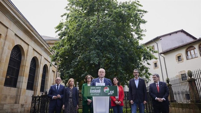 El presidente del EBB del PNV, Andoni Ortuzar, en Gernika