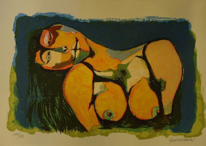 Uno de los grabados de Oswaldo Guayasamín que se puen ver en la muestra de Pintores10 en Cáceres hasta finales de junio