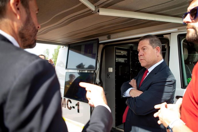 El presidente de Castilla-La Mancha, Emiliano García-Page, en la presentación de la campaña de incendios
