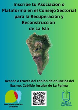Abierto el plazo de inscripción en el Consejo Sectorial para la recuperación y reconstrucción de La Palma