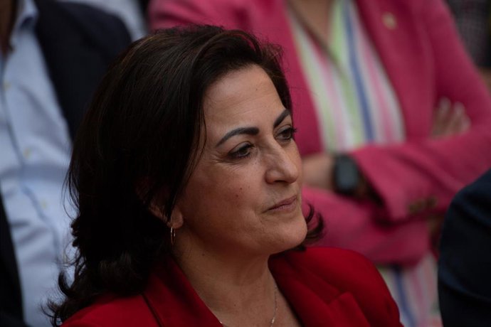 La secretaria general y candidata a la Presidencia de La Rioja, Concha Andreu, durante el acto de presentación de la candidatura del PSOE a la Alcaldía de Haro, 