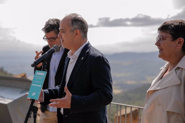 El secretario de organización de Junts, Jordi Turull, en declaraciones a los medios en Pinós (Lleida)