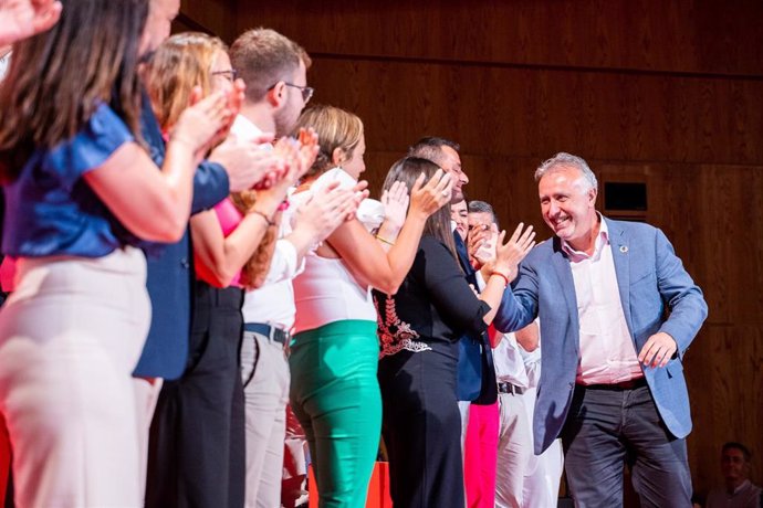 El secretario general del PSOE Canarias y candidato a la reelección como presidente autonómico, Ángel Víctor Torres, en el acto de presentación de candidaturas del PSOE de Gran Canaria