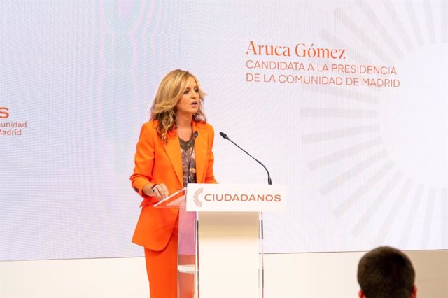 La candidata de Ciudadanos a la Presidencia de la Comunidad de Madrid, Aruca Gómez, durante el acto de inicio de campaña de las elecciones municipales del 28M, en el distrito de Salamanca, a 11 de mayo de 2023, en Madrid (España). 