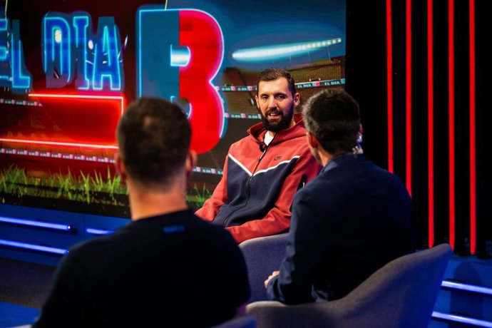 El jugador del Bara Nikola Mirotic en una entrevista en Bara TV previa a la Final Four de la Euroliga 2023