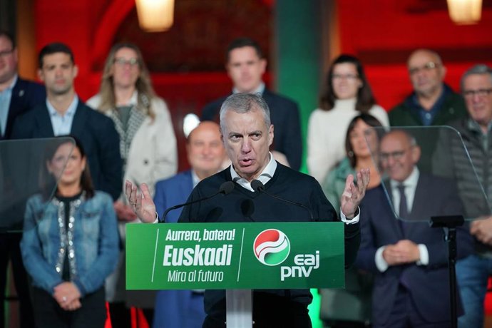 El Lehendakari, Iñigo Urkullu, durante el inicio de la campaña electoral del próximo 28 de mayo