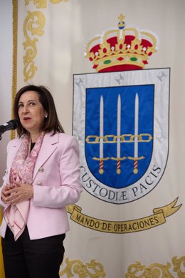 La ministra de Defensa, Margarita Robles durante su visita de la ministra al Mando de Operaciones de Retamares, a 12 de mayo de 2023, en Pozuelo de Alarcón, Madrid (España). 