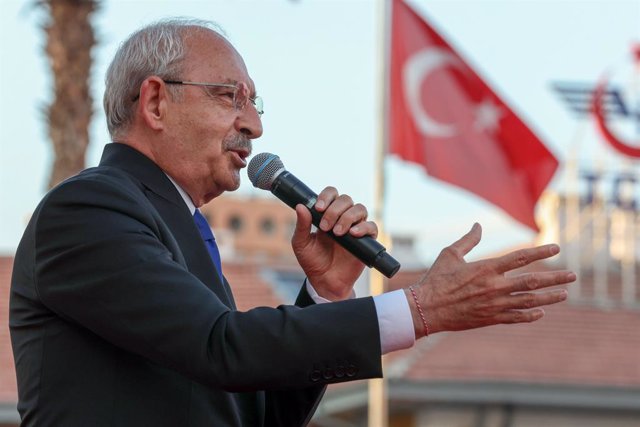 May 8, 2023, Adana, Turkey: Kemal Kilicdaroglu, presidential candidate from the Turkish opposition's six-party alliance speaks during a campaign event ahead of the 14 May general election, in Adana, Turkey, 8 May 2023.