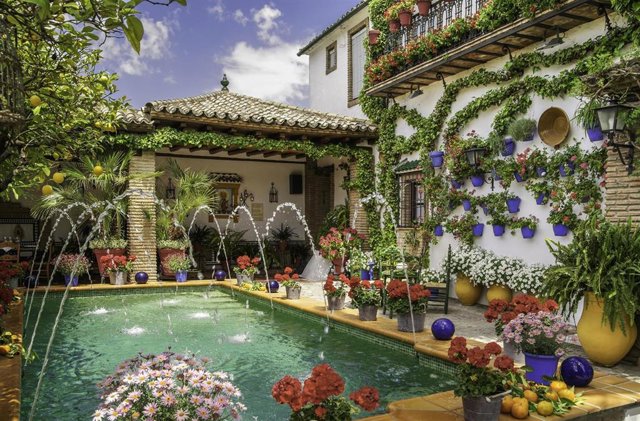 Patio de la Calle El Cerro, 6, de Céspedes, en Hornachuelos, ganador del concurso