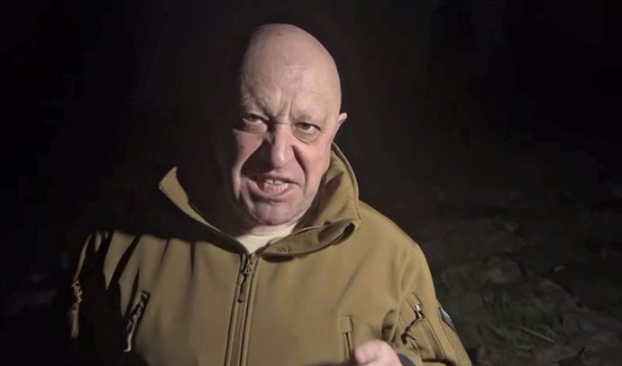 May 5, 2023, Bakhmut, Donetsk Oblast, Ukraine: Russian Yevgeny Prigozhin, owner of the Wagner Group of mercenaries broadcasts a tirade against Russian Defense Minister Sergei Shoigu accusing the military command of starving his forces of ammunition and 