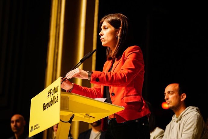 La secretaria general adjunta de ERC y portavoz, Marta Vilalta, en el acto en Manresa (Barcelona)