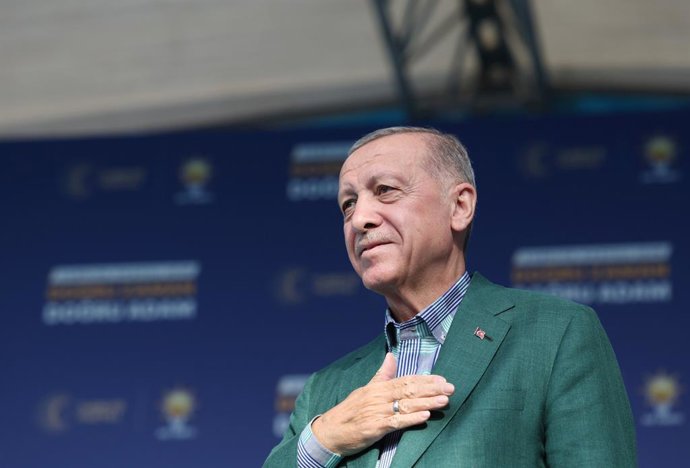 May 11, 2023, Ankara, Ankara, Turkey: Turkish President and Leader of the Justice and Development (AK) Party, Recep Tayyip Erdogan addresses the crowd during election rally in Ankara, Turkiye on May 11, 2023