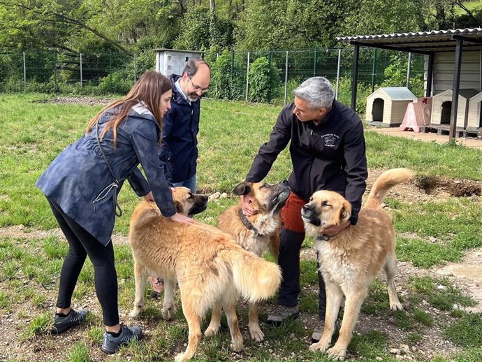 Pablo Zuloaga y José Luis Urraca en el refugio canino de Torres