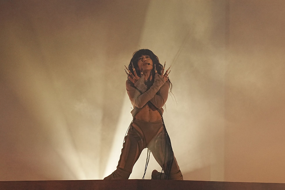 12 May 2023, United Kingdom, Liverpool: Swedish entrant Loreen performs performs during the dress rehearsal for the Eurovision Song Contest final at the M&S Bank Arena in Liverpool. Photo: Aaron Chown/PA Wire/dpa