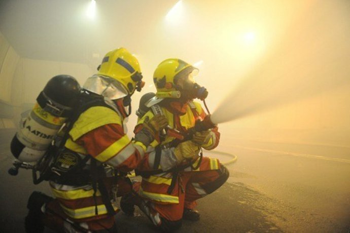 Firefighters in action