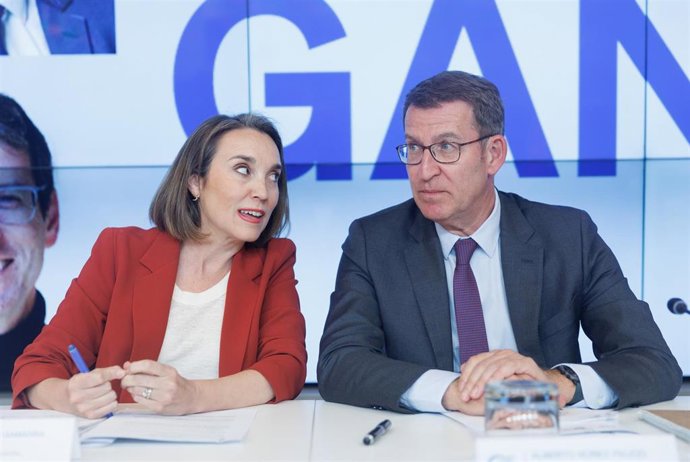 Archivo - El presidente del Partido Popular, Alberto Núñez Feijóo, y la secretaria general del Partido Popular, Cuca Gamarra.